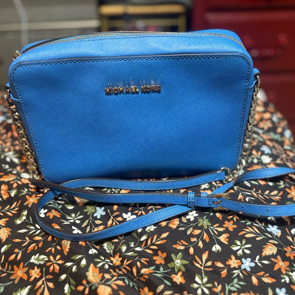 Blue Michael Kors crossbody purse